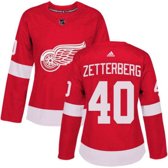 Women's Adidas Detroit Red Wings #40 Henrik Zetterberg Authentic Red Home NHL Jersey - Ujersey