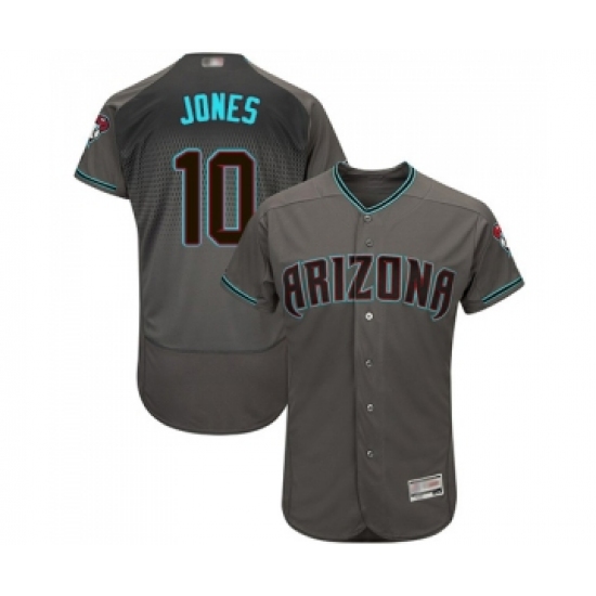 Men's Arizona Diamondbacks #10 Adam Jones Gray Teal Alternate Authentic Collection Flex Base Baseball Jersey - Ujersey