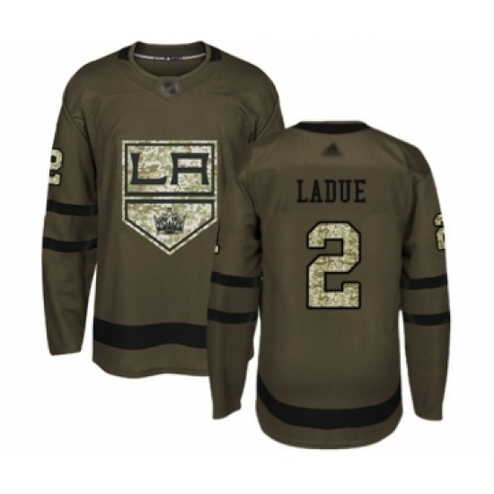 Men's Los Angeles Kings #2 Paul LaDue Authentic Green Salute to Service Hockey Jersey - Ujersey