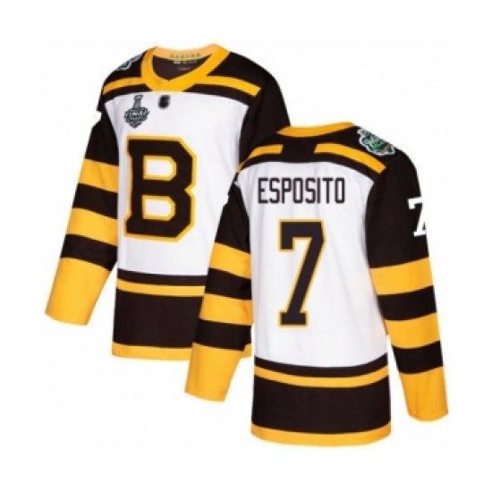 Youth Boston Bruins #7 Phil Esposito Authentic White Winter Classic 2019 Stanley Cup Final Bound Hockey Jersey - Ujersey