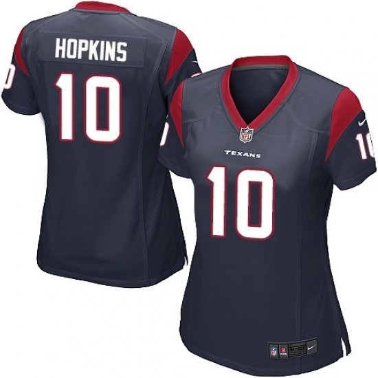 Women's Nike Houston Texans #10 DeAndre Hopkins Game Navy Blue Team Color NFL Jersey - Ujersey