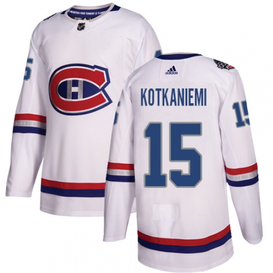 Men's Adidas Montreal Canadiens #15 Jesperi Kotkaniemi Authentic White 2017 100 Classic NHL Jersey - Ujersey