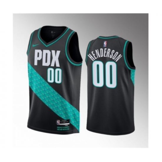 Men's Portland Trail Blazers #00 Scoot Henderson Black 2023 Draft City Edition Stitched Basketball Jersey - Ujersey
