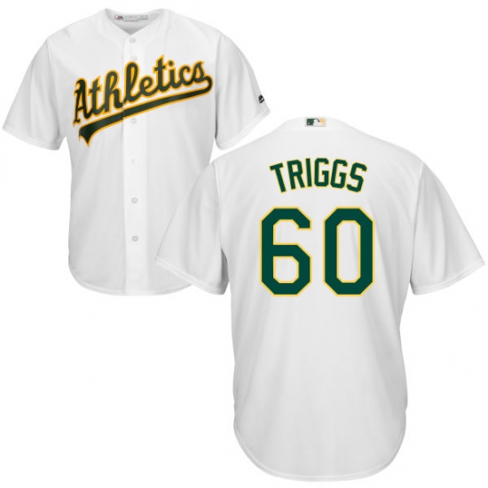 Men's Majestic Oakland Athletics #60 Andrew Triggs Replica White Home Cool Base MLB Jersey - Ujersey