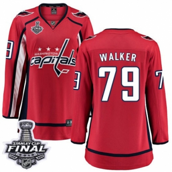 Women's Washington Capitals #79 Nathan Walker Fanatics Branded Red Home Breakaway 2018 Stanley Cup Final NHL Jersey - Ujersey