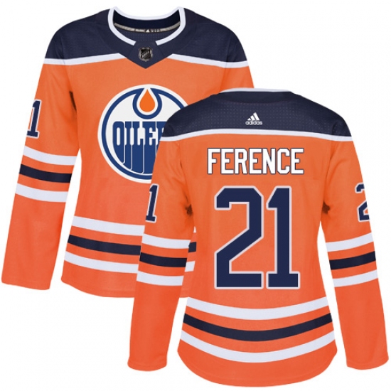 Women's Adidas Edmonton Oilers #21 Andrew Ference Authentic Orange Home NHL Jersey - Ujersey