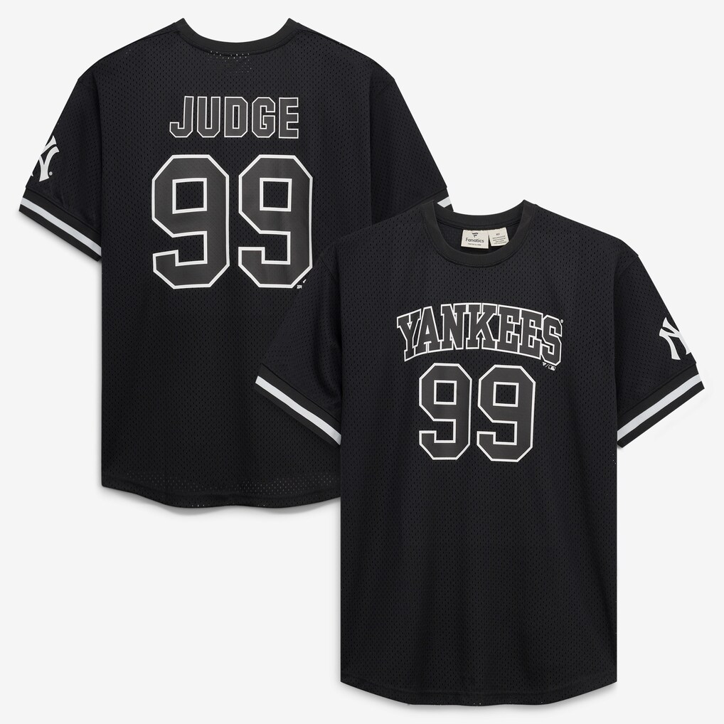 Men's New York Yankees Aaron Judge Fanatics Black/White Big & Tall Heavyweight Mesh Jersey - Ujersey