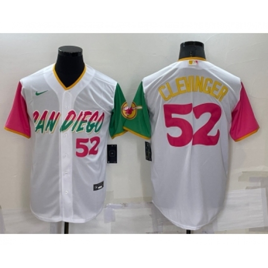 Men's San Diego Padres #52 Mike Clevinger White Number 2022 City Connect Cool Base Stitched Jersey - Ujersey