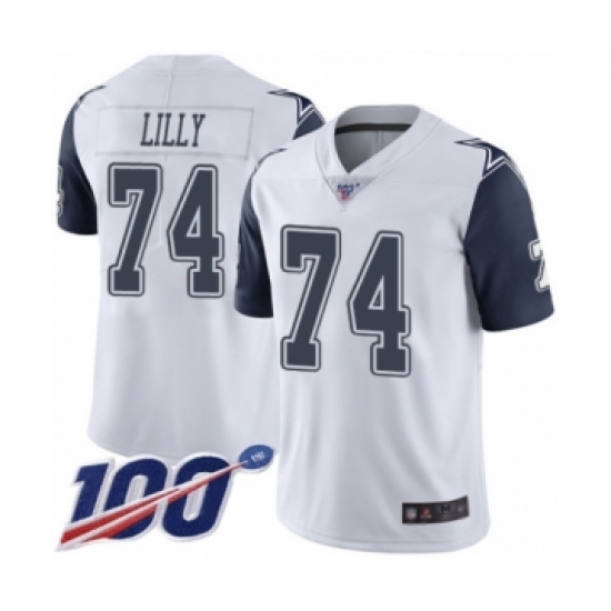 Men's Dallas Cowboys #74 Bob Lilly Limited White Rush Vapor Untouchable 100th Season Football Jersey - Ujersey