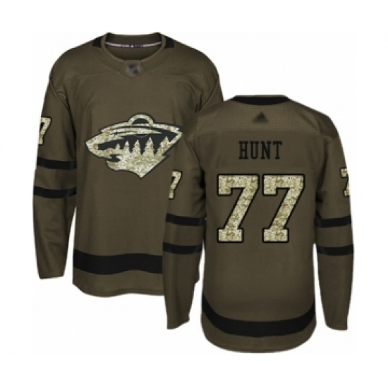 Youth Minnesota Wild #77 Brad Hunt Authentic Green Salute to Service Hockey Jersey - Ujersey