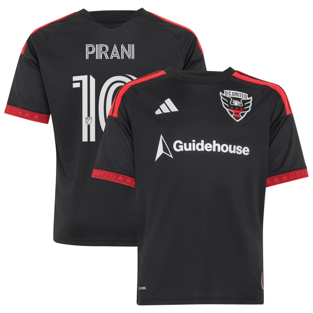Youth D.C. United Gabriel Pirani adidas Black 2026 Black-and-Red Kit Replica Jersey - Ujersey