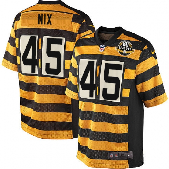 Men's Nike Pittsburgh Steelers #45 Roosevelt Nix Game Yellow/Black Alternate 80TH Anniversary Throwback NFL Jersey - Ujersey