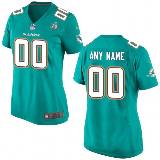 Women's Miami Dolphins Nike Aqua Patch Custom Jersey - Ujersey