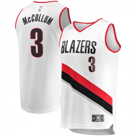 Men's Portland Trail Blazers #3 C.J. McCollum Fanatics Branded White 2020-21 Fast Break Replica Jersey - Ujersey