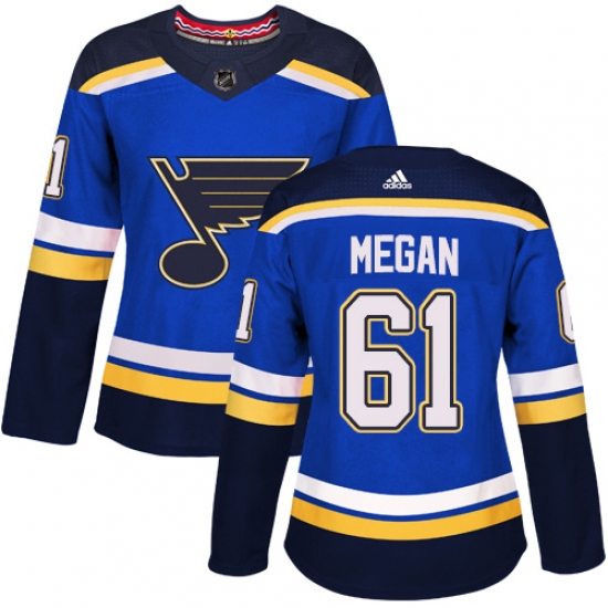 Women's Adidas St. Louis Blues #61 Wade Megan Premier Royal Blue Home NHL Jersey - Ujersey