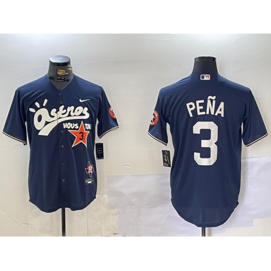 Men's Houston Astros #3 Jeremy Pena Black Cactus Jack Vapor Premier Stitched Baseball Jersey
