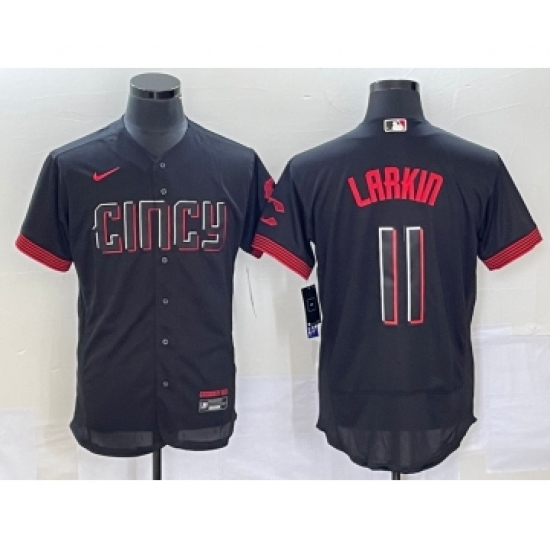 Men's Cincinnati Reds #11 Barry Larkin Black 2023 City Connect Flex Base Stitched Jersey - Ujersey