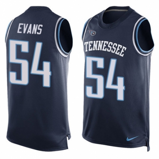 Men's Nike Tennessee Titans #54 Rashaan Evans Limited Navy Blue Player Name & Number Tank Top NFL Jersey - Ujersey