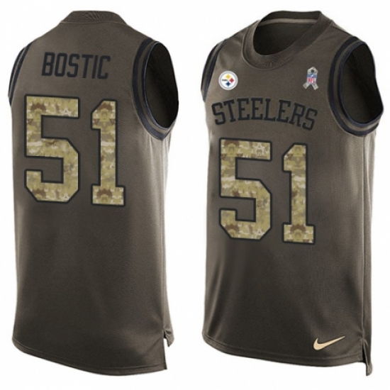 Men's Nike Pittsburgh Steelers #51 Jon Bostic Limited Green Salute to Service Tank Top NFL Jersey - Ujersey