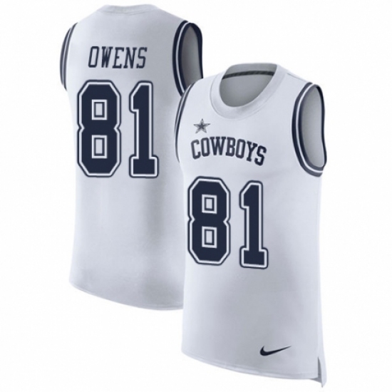 Men's Nike Dallas Cowboys #81 Terrell Owens White Rush Player Name & Number Tank Top NFL Jersey - Ujersey