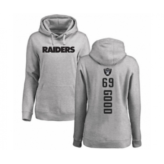 Football Women's Oakland Raiders #69 Denzelle Good Ash Backer Pullover Hoodie - Ujersey