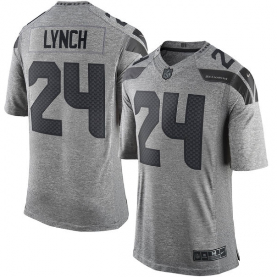 Men's Nike Seattle Seahawks #24 Marshawn Lynch Limited Gray Gridiron NFL Jersey - Ujersey