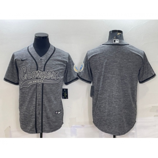 Men's Los Angeles Chargers Blank Grey Gridiron Cool Base Stitched Baseball Jersey - Ujersey
