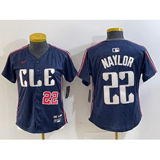 Women's Cleveland Guardians #22 Josh Naylor Number Navy 2024 City Connect Limited Stitched Jerseys - Ujersey