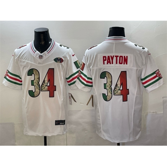 Men's Chicago Bears #34 Walter Payton White Mexico F.U.S.E. With VMH Stitched Football Jersey - Ujersey
