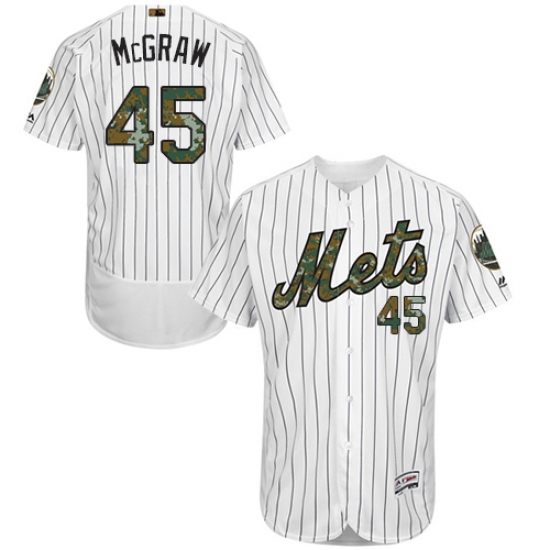 Men's Majestic New York Mets #45 Tug McGraw Authentic White 2016 Memorial Day Fashion Flex Base MLB Jersey - Ujersey