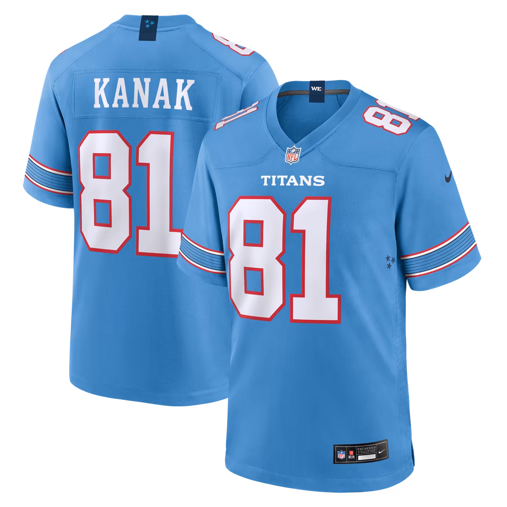 Men's Tennessee Titans Jaren Kanak Nike Light Blue Team Game Jersey