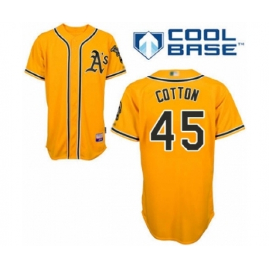 Youth Oakland Athletics #45 Jharel Cotton Authentic Gold Alternate 2 Cool Base Baseball Player Jersey - Ujersey