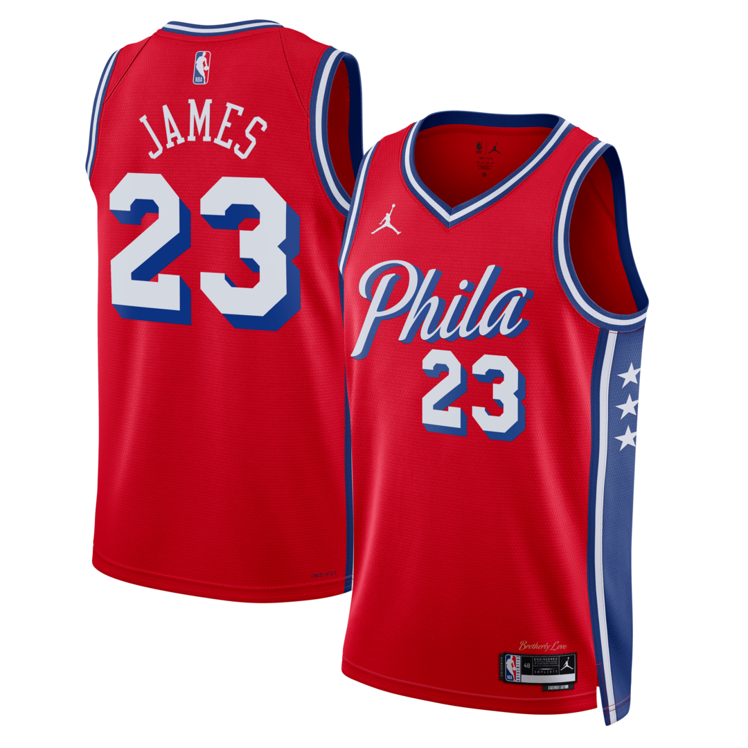 Unisex Philadelphia 76ers LeBron James Jordan Brand Red Swingman Jersey - Statement Edition - Ujersey