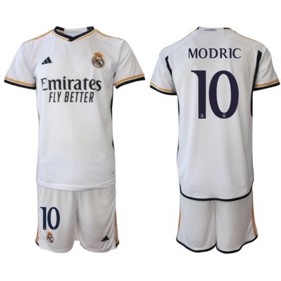 Men's Real Madrid #10 Modric 2023-24 White Home Soccer Jersey