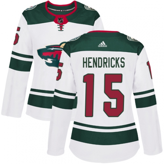 Women's Adidas Minnesota Wild #15 Matt Hendricks Authentic White Away NHL Jersey - Ujersey