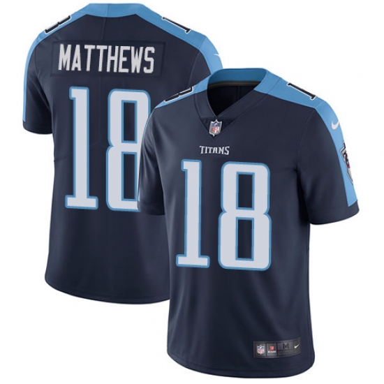 Men's Nike Tennessee Titans #18 Rishard Matthews Navy Blue Alternate Vapor Untouchable Limited Player NFL Jersey - Ujersey