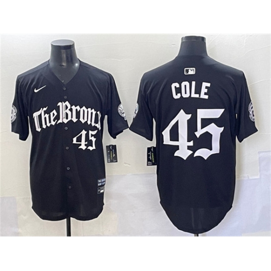 Men's New York Yankees #45 Gerrit Cole Black 'Gothic Legacy Edition' Vapor Premier Limited Stitched Baseball Jersey - Ujersey
