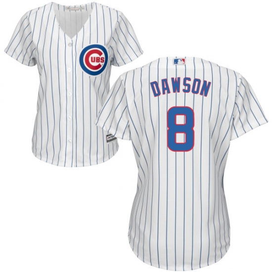 Women's Majestic Chicago Cubs #8 Andre Dawson Authentic White Home Cool Base MLB Jersey - Ujersey