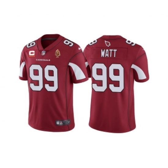 Men's Arizona Cardinals #99 J.J. Watt Red With C Patch & Walter Payton Patch Limited Stitched Jersey - Ujersey
