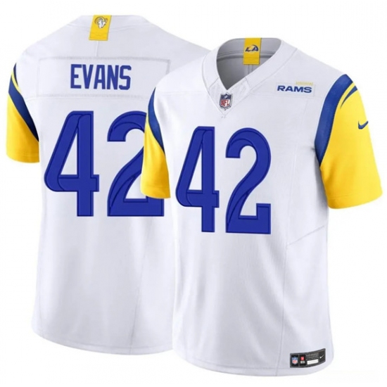 Men's Los Angeles Rams #42 Ethan Evans White 2025 F.U.S.E. Vapor Untouchable Football Stitched Jersey - Ujersey