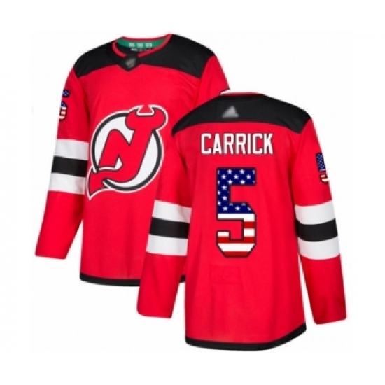 Youth New Jersey Devils #5 Connor Carrick Authentic Red USA Flag Fashion Hockey Jersey - Ujersey