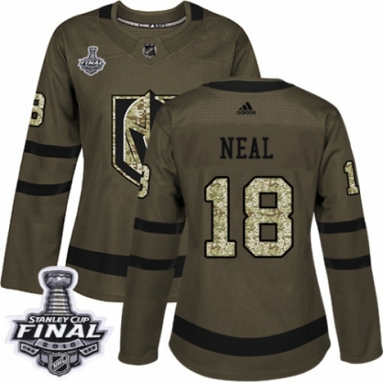Women's Adidas Vegas Golden Knights #18 James Neal Authentic Green Salute to Service 2018 Stanley Cup Final NHL Jersey - Ujersey