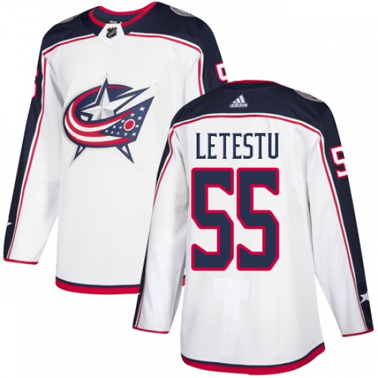 Youth Adidas Columbus Blue Jackets #55 Mark Letestu Authentic White Away NHL Jersey - Ujersey
