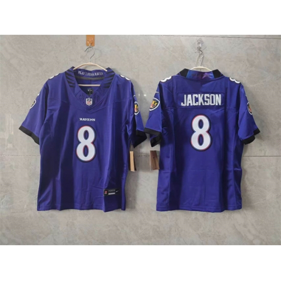 Women's Baltimore Ravens #8 Lamar Jackson Purple F.U.S.E. Vapor Football Jersey(Run Small) - Ujersey