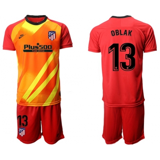 Atletico Madrid #13 Oblak Red Goalkeeper Soccer Club Jersey