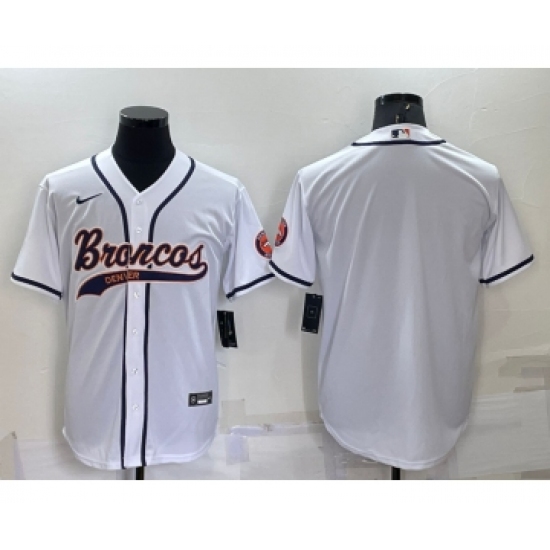 Men's Denver Broncos Blank White Stitched Cool Base Nike Baseball Jersey - Ujersey