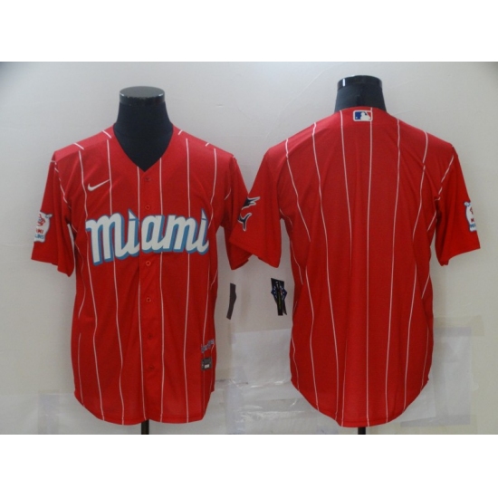 Men's Miami Marlins Blank Nike Red 2021 City Connect Replica Player Jersey - Ujersey