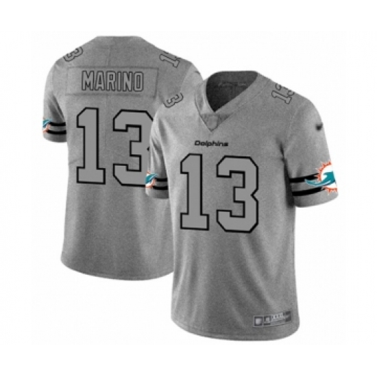 Men's Miami Dolphins #13 Dan Marino Limited Gray Team Logo Gridiron Football Jersey - Ujersey