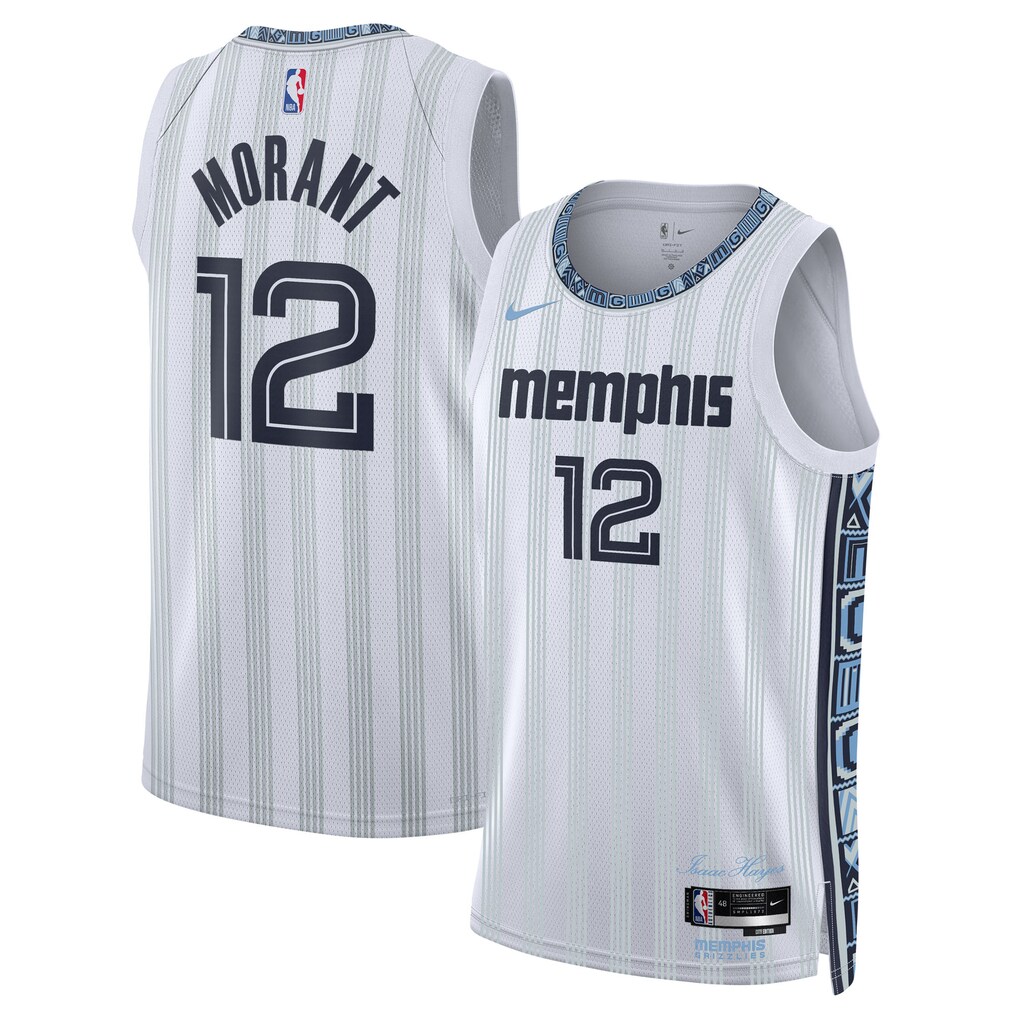 Unisex Memphis Grizzlies Ja Morant Nike White 2025/26 Swingman Jersey - City Edition - Ujersey