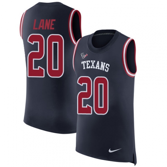 Men's Nike Houston Texans #20 Jeremy Lane Navy Blue Rush Player Name & Number Tank Top NFL Jersey - Ujersey